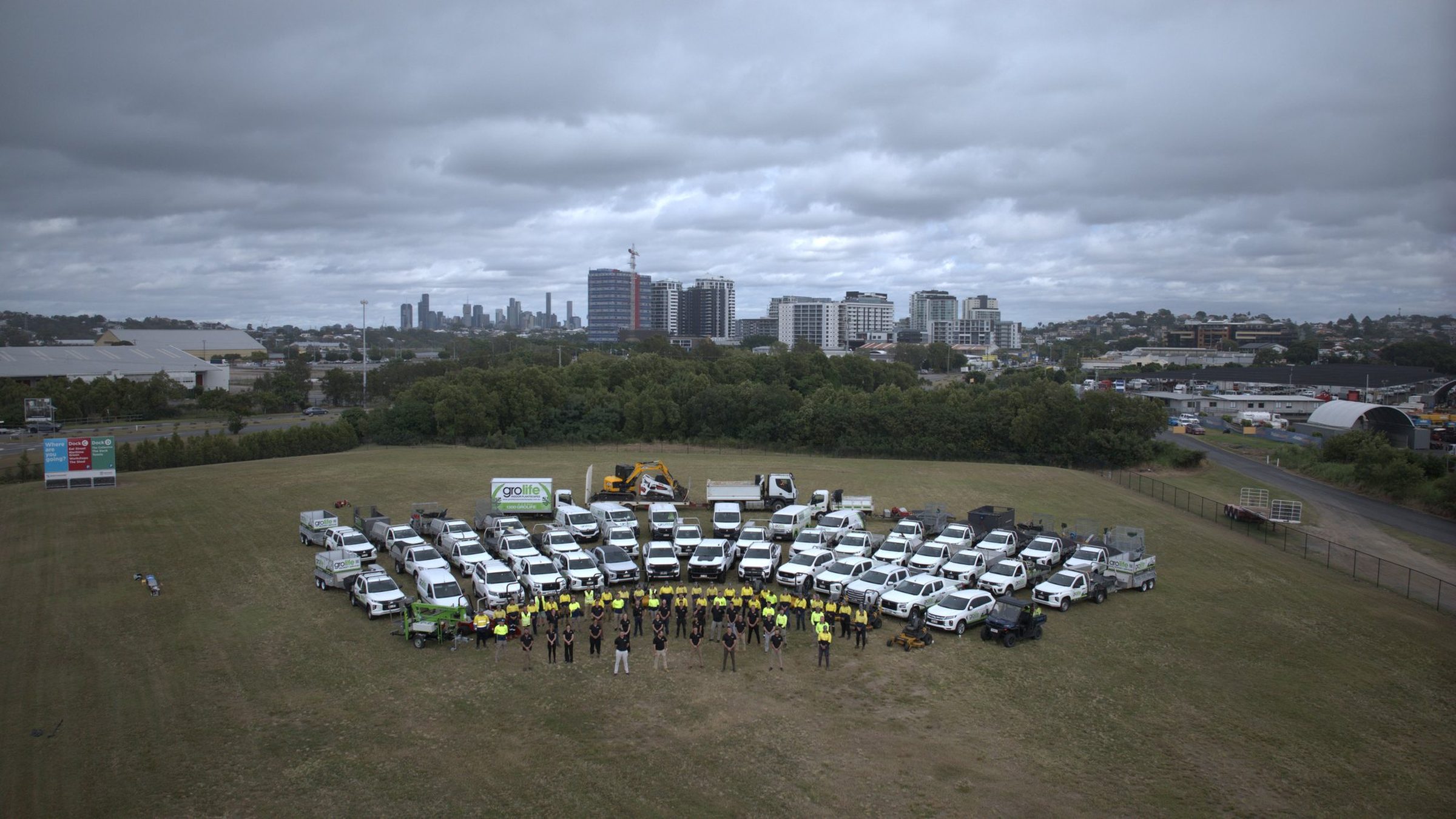 The Grolife team and fleet from above