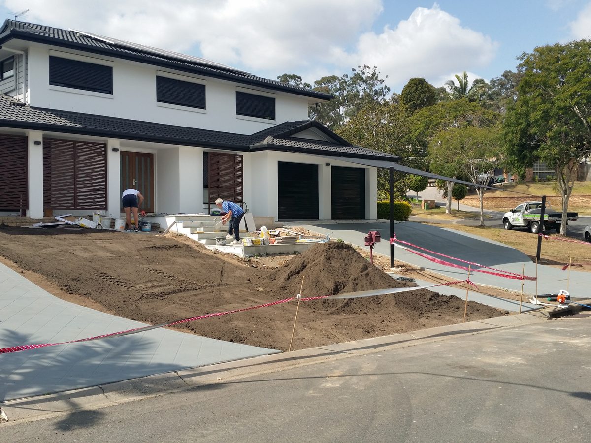 A school grounds construction project — paths, gardens and play areas