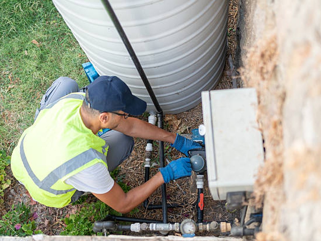 An irrigation pump being serviced on a commercial site