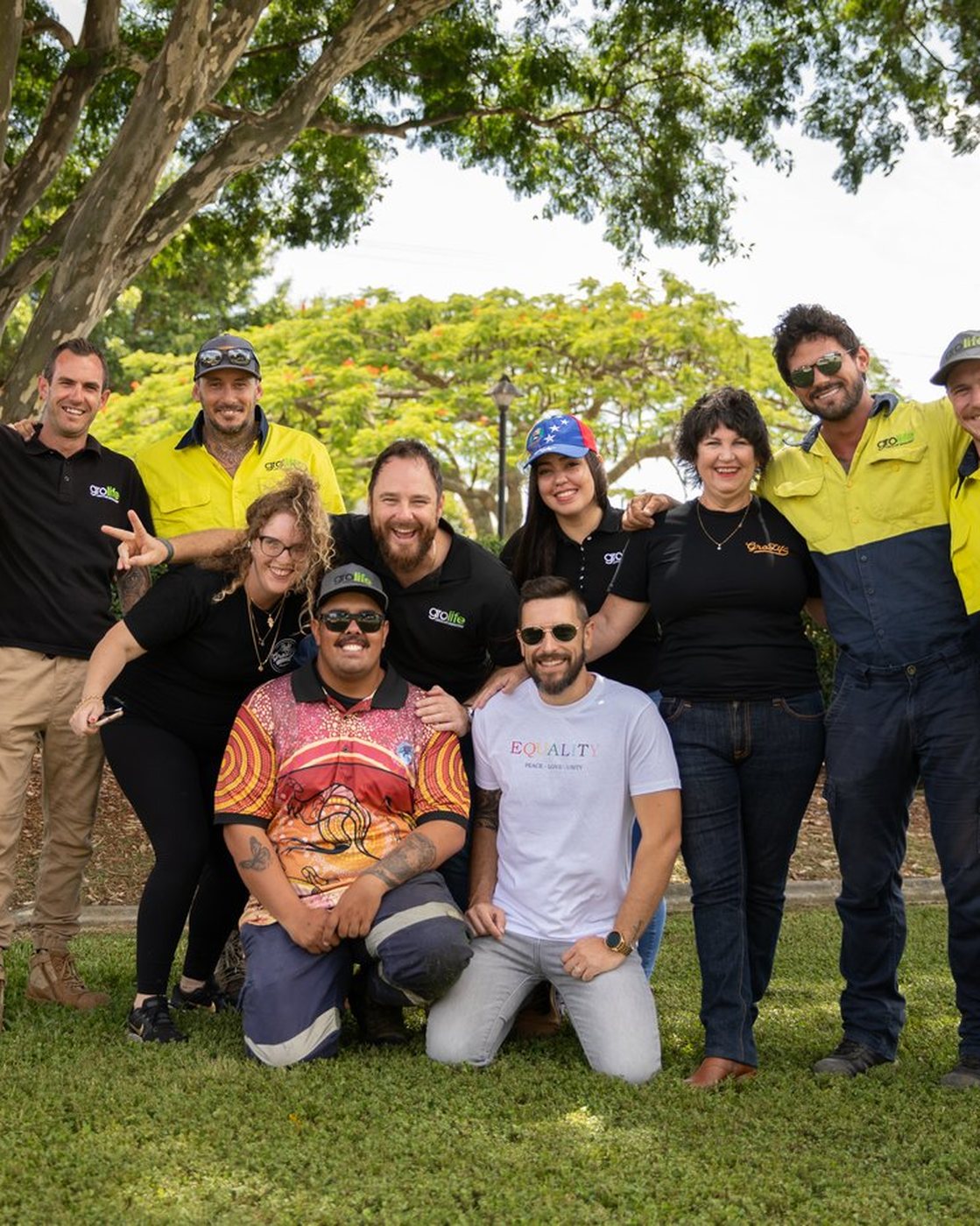 The Grolife team — a group of staff laughing together at a depot event
