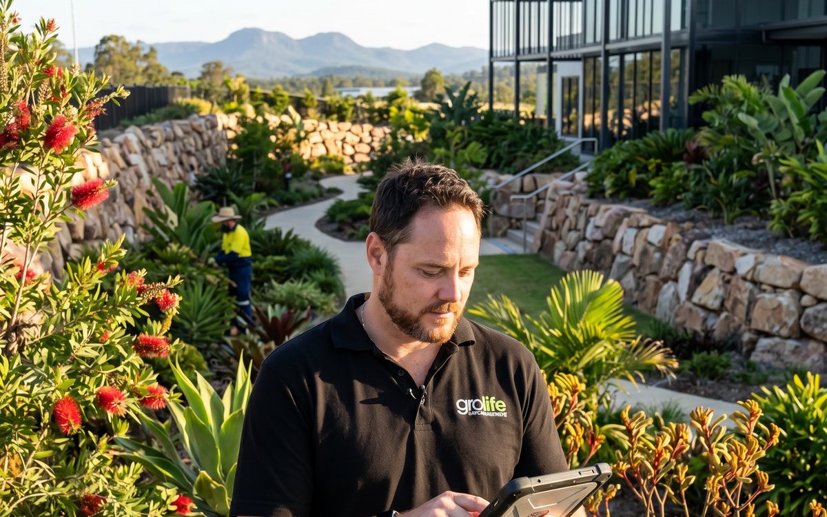 Grolife crew member capturing site notes on a tablet