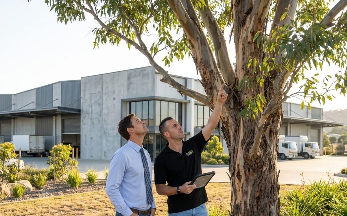 Arborist conducting a tree health assessment